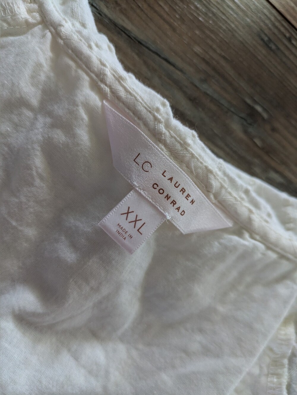 LC Lauren Conrad Short Puff Sleeve Embroidered Ruffle Collar Peasant Top XXL - Picture 4 of 6